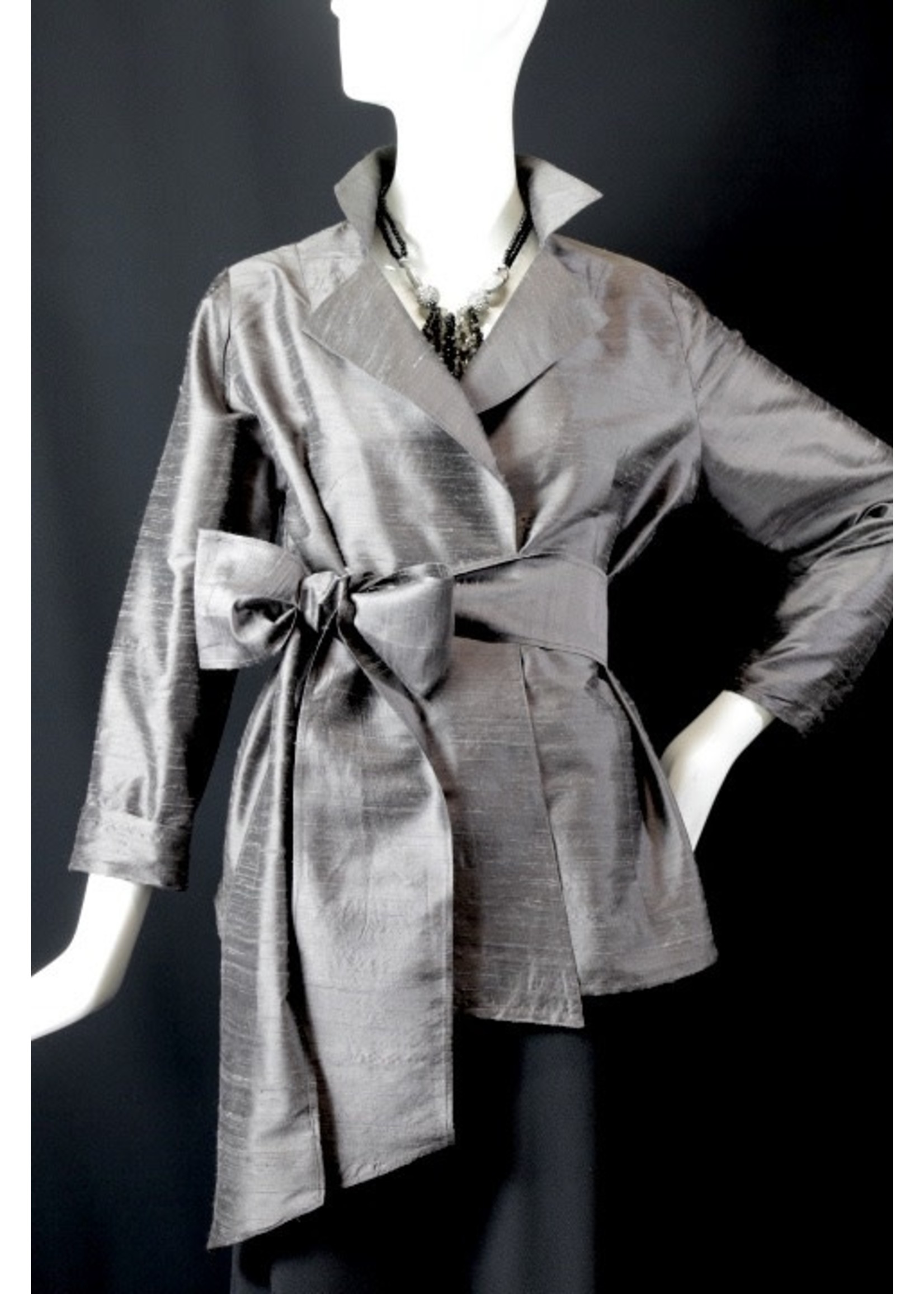 J5910-S2150-Metal Gray Silk Doupioni Jacket