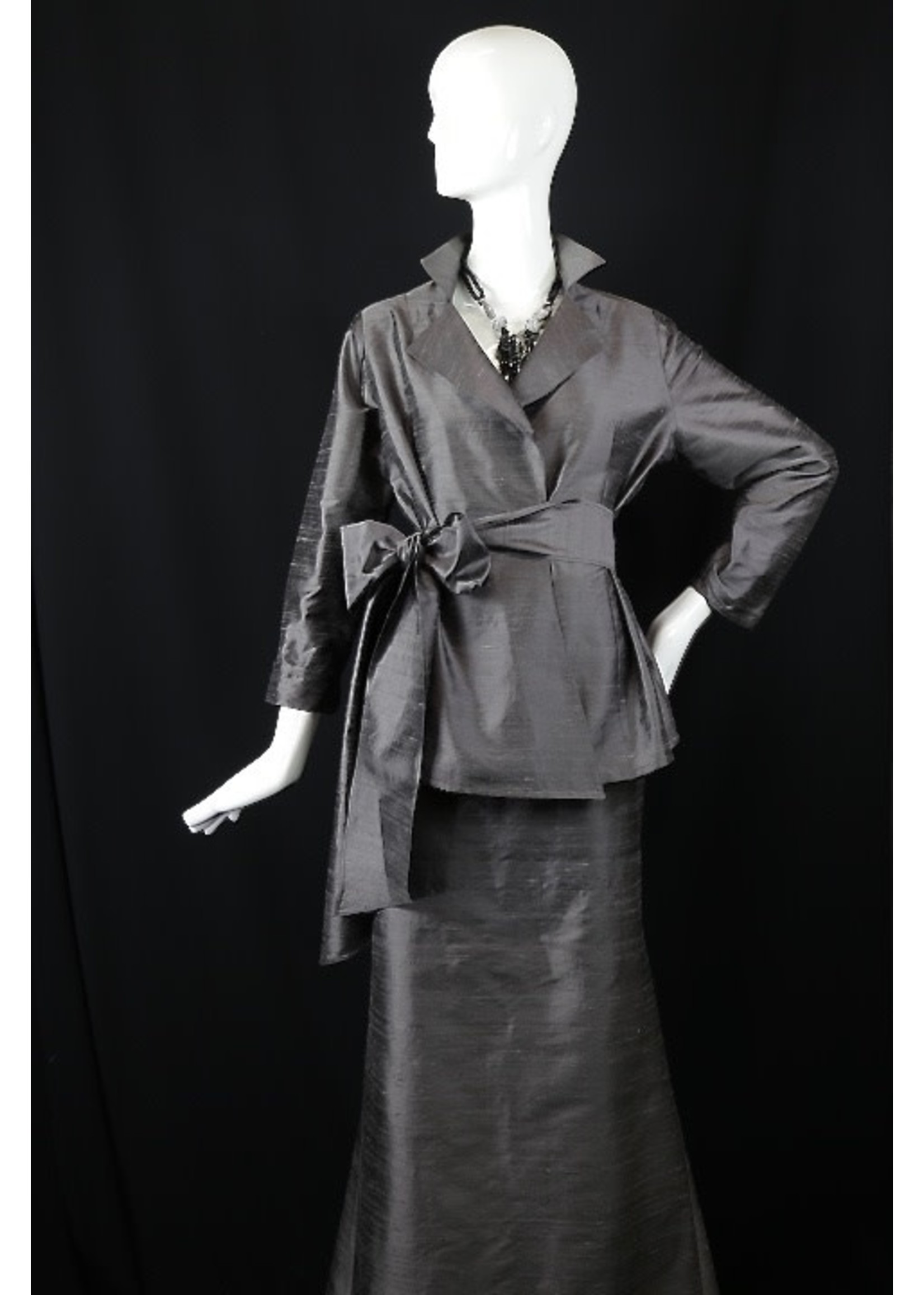 J5910-S2150-Metal Gray Silk Doupioni Jacket