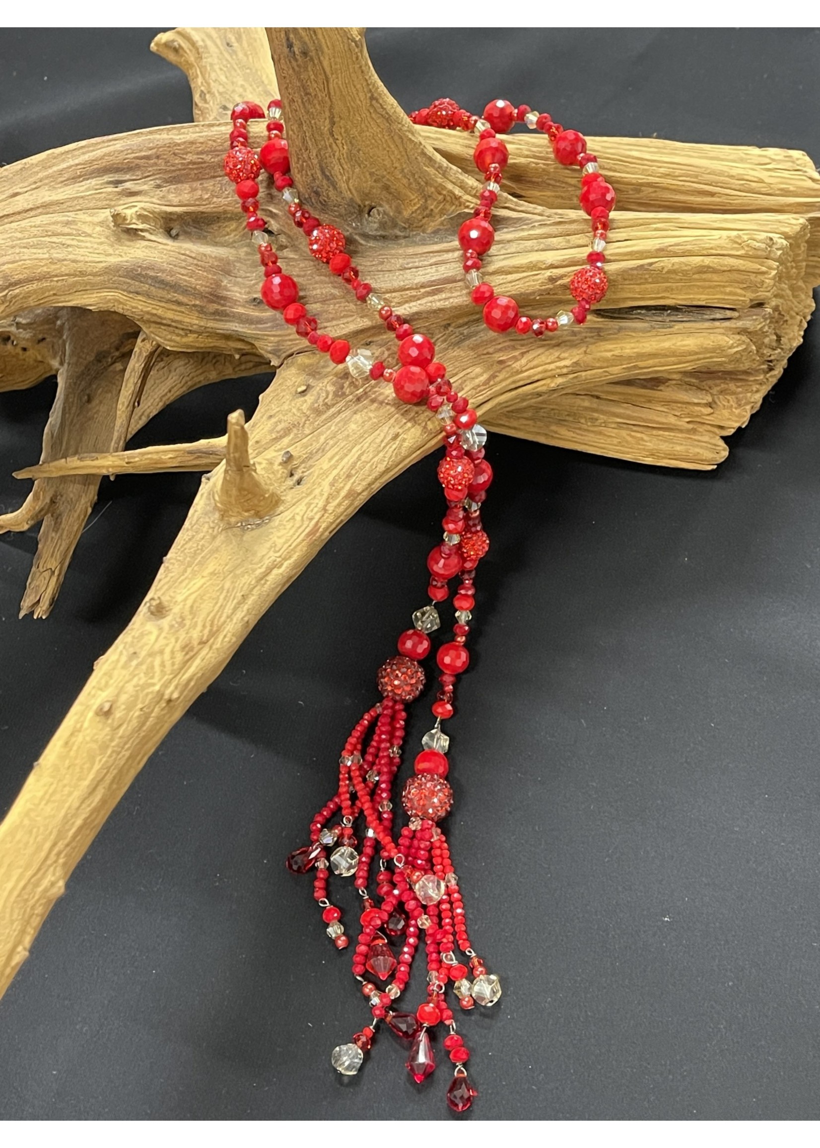 NECKLACE AC01-3987-18 Red crystal lariat