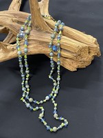 NECKLACE AC01-3141-15 2 Layers long Green & blue druzy beads necklace