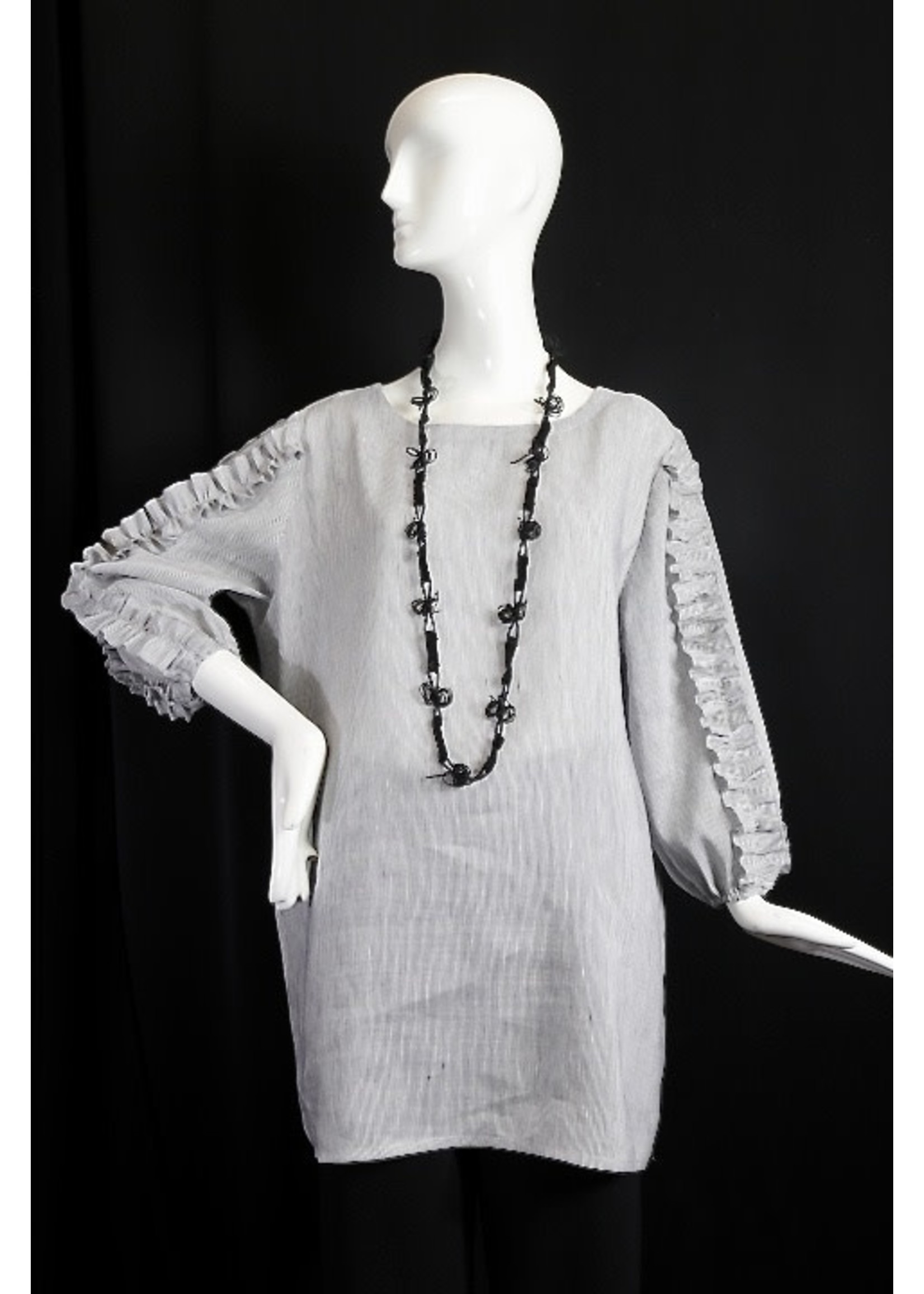 T2519-S2405-Grey & White Stripe Silk Linen