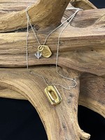 AC01-4522-20 2 layers Silver chain & gold pendants necklace