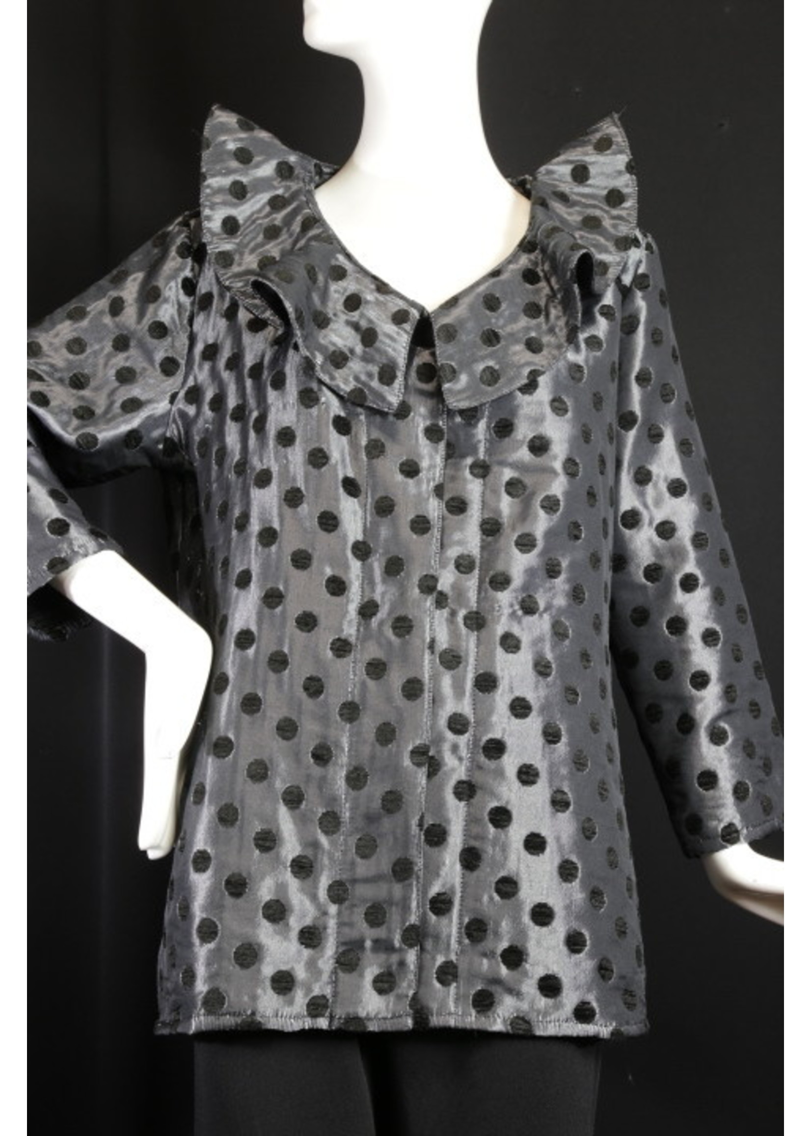 J5523+2"-Black/Slate Polka Dot Chenille