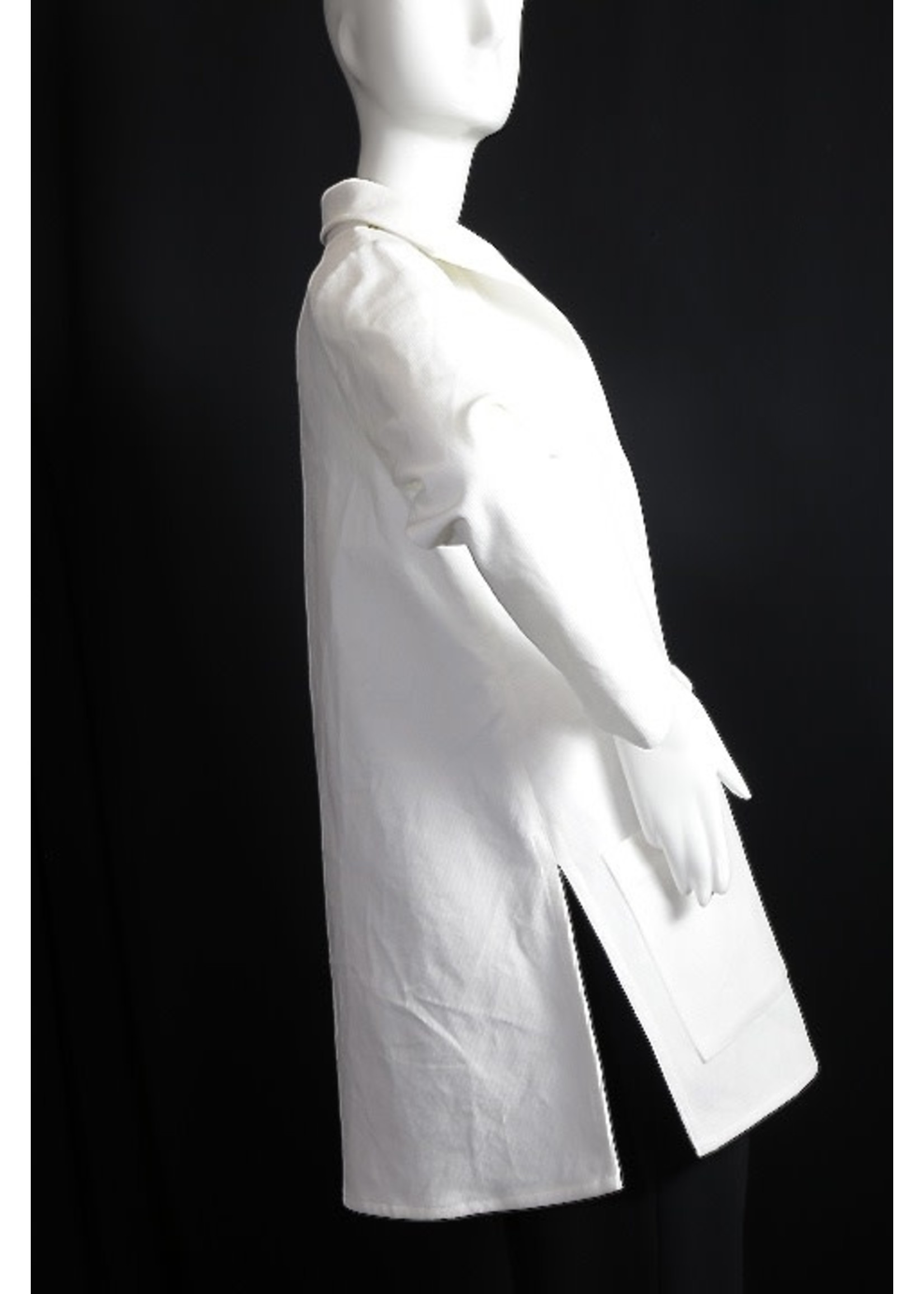 J5599-C0594-White Corduroy Jacket With Patch Pockets & Collar-S