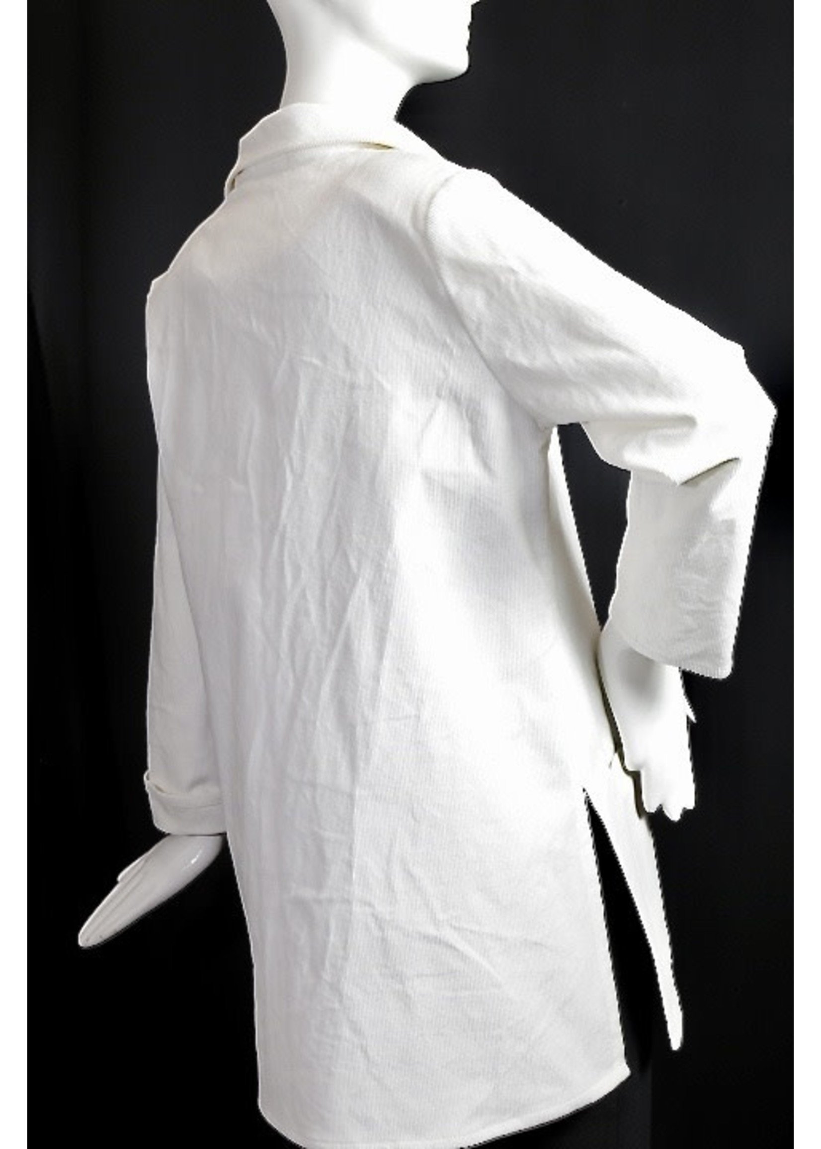 J5599-C0594-White Corduroy Jacket With Patch Pockets & Collar-S