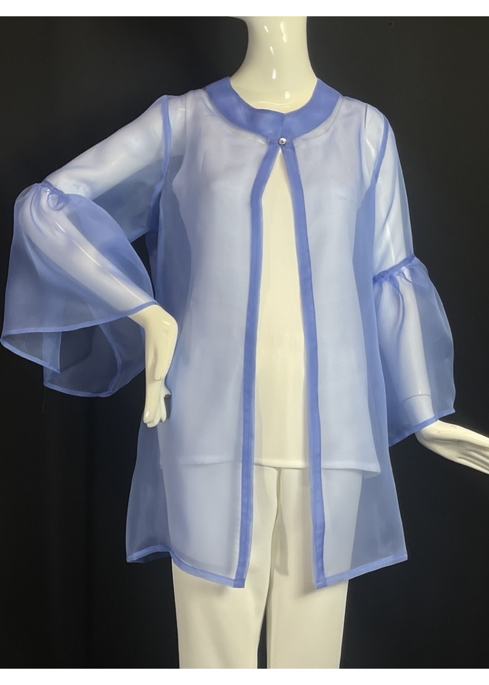 J6156-S1932-Periwinkle Silk Organza Jacket