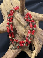 AC01-3211-15 Red Coral & gold Necklace