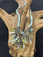 AC01-4173-19 Acrylic multicolor & turquoise necklace