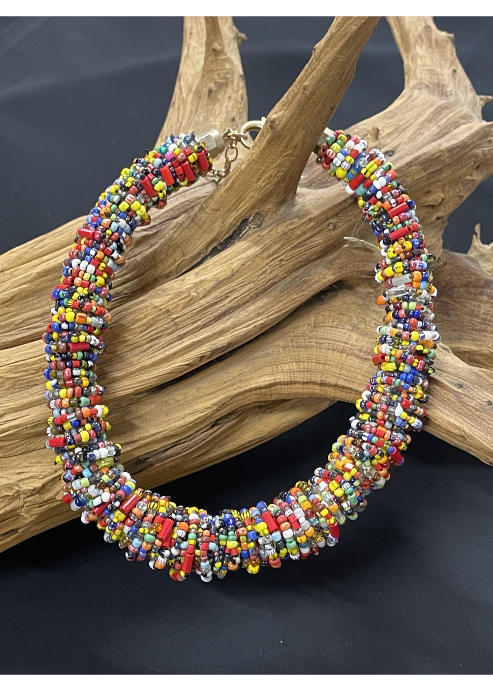 AC01-3698-17 African trading beads choker