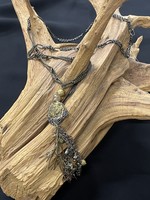 AC01-4020-18 Antique gold chain & pyrite pendant necklace