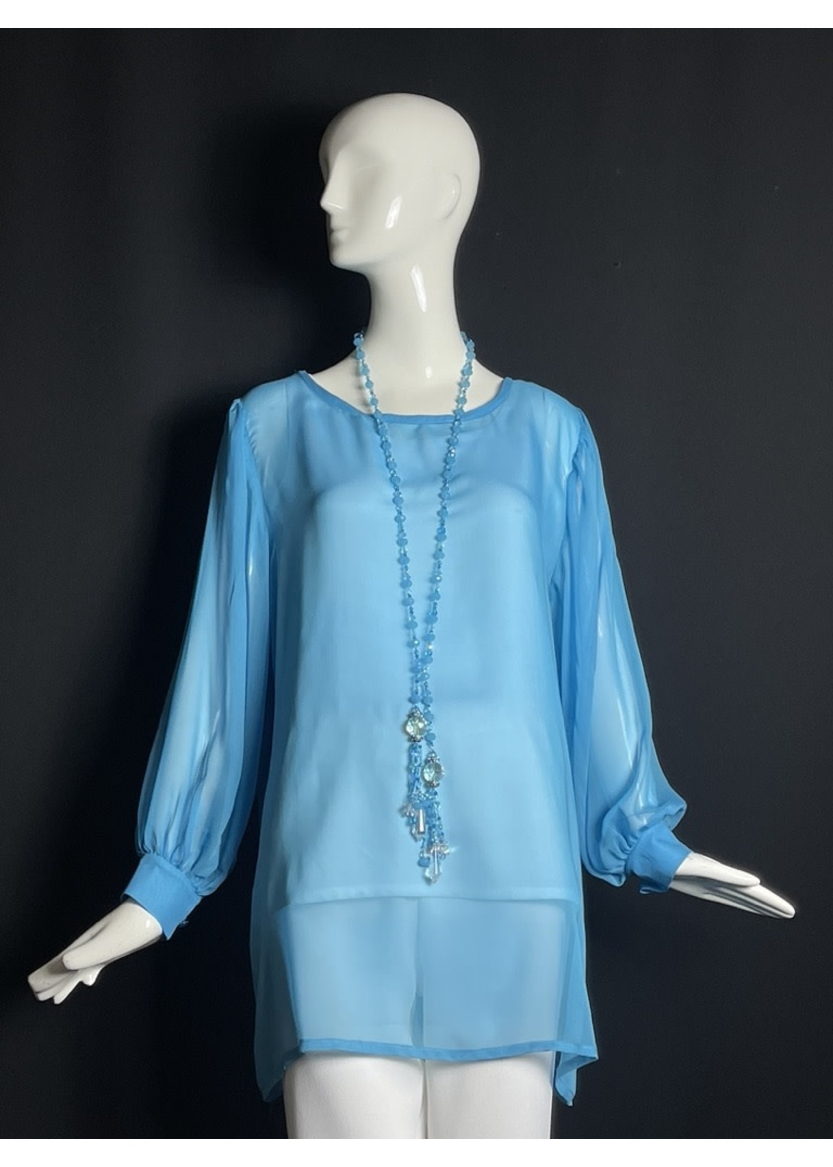 C8020-S2045-O/S-Turquoise Silk Georgette Overtop