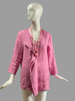 T2438-L0443-Pink Textured Linen Tunic