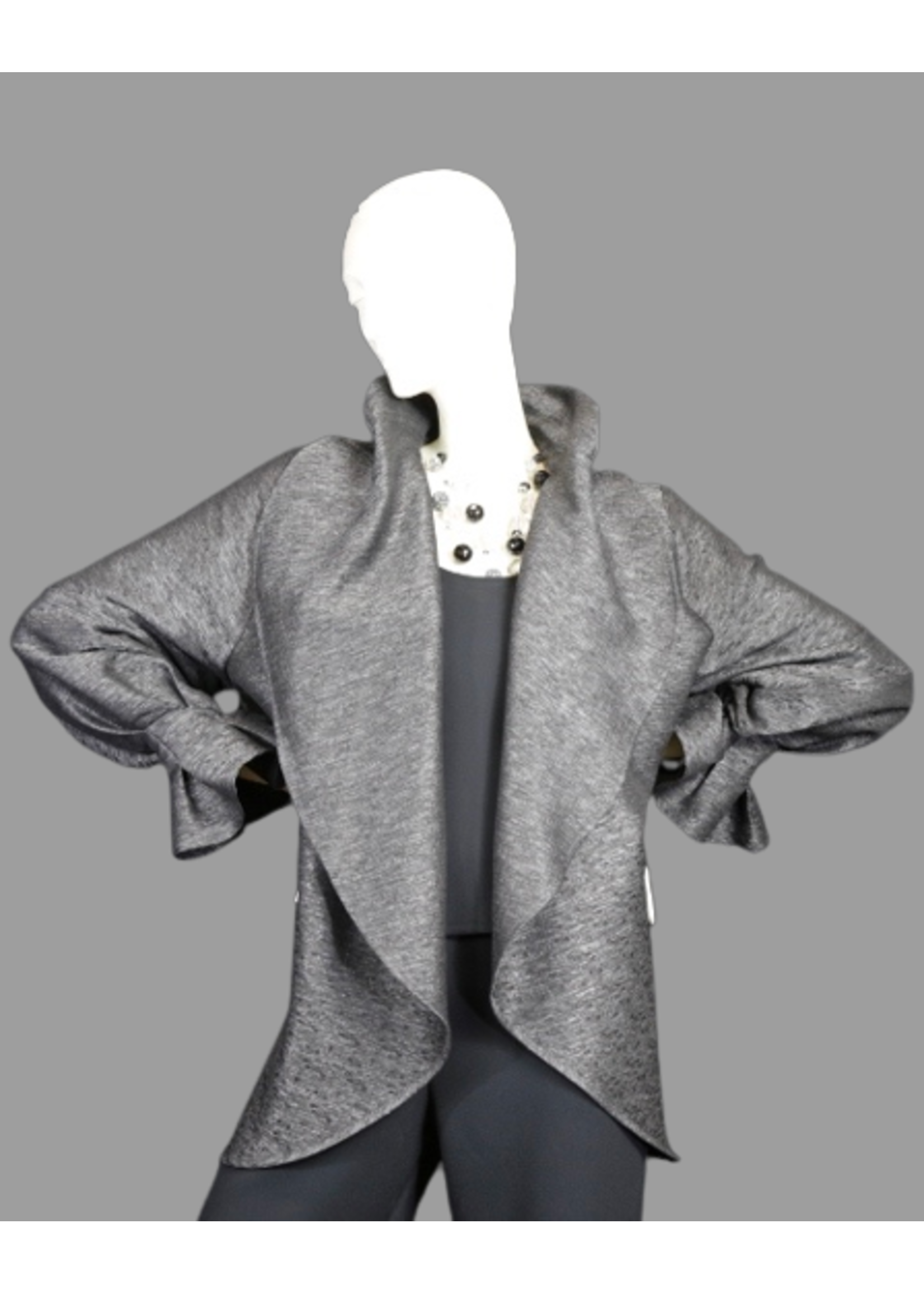 Jacket J5615-W0175-L- Black wool Brocade Jacket -L-