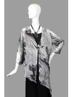 J5057+4"-S2231-M- Blk/wht Print silk Georgette jacket -M-