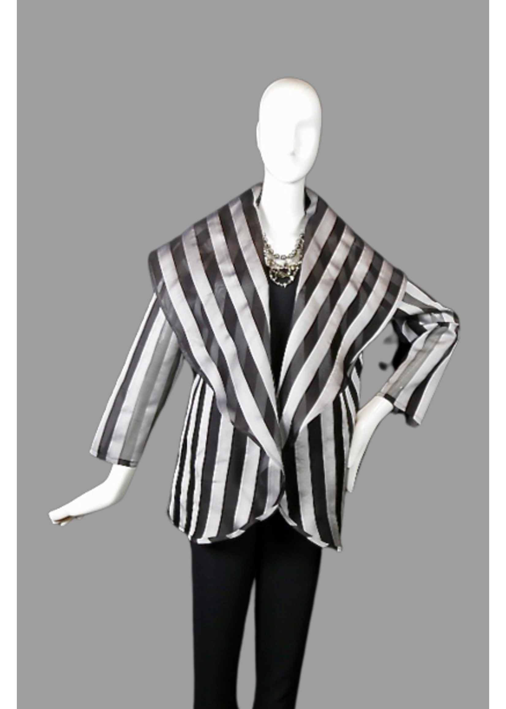 Jacket J5288-S1294-XP-Black & silver Stripe  Organza Jacket