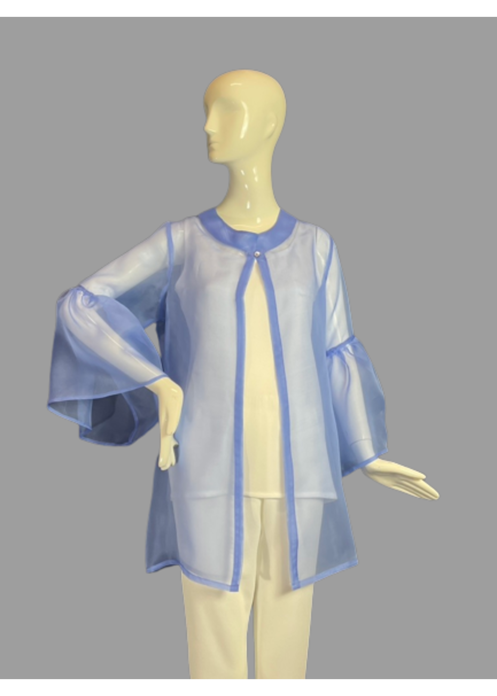 J6156-S1932-Periwinkle Silk Organza Jacket