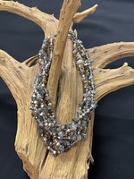 AC01-2988-15 Pyrite, pearl, raw quartz, crystal, gunmetal/copper beads