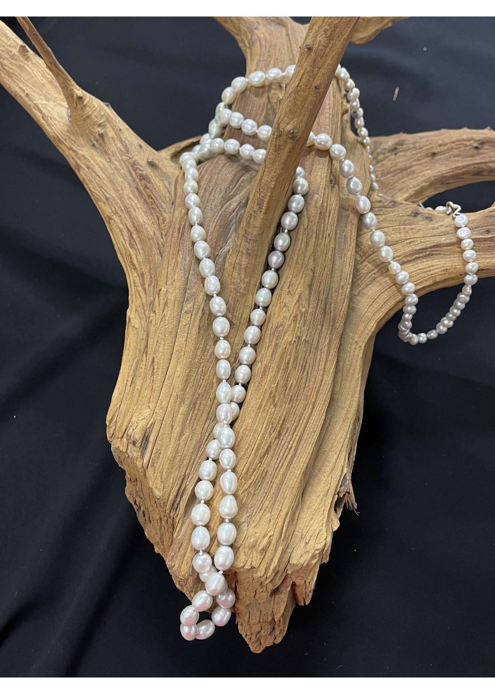 AC01-4093-19 Silver  potato pearls necklace