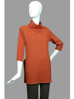 T2395-MS087-Terra Cotta Stand Collar Tunic