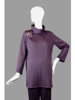 T2395-ST319-P-Eggplant cotton knit Tunic.Sleeve+4.
