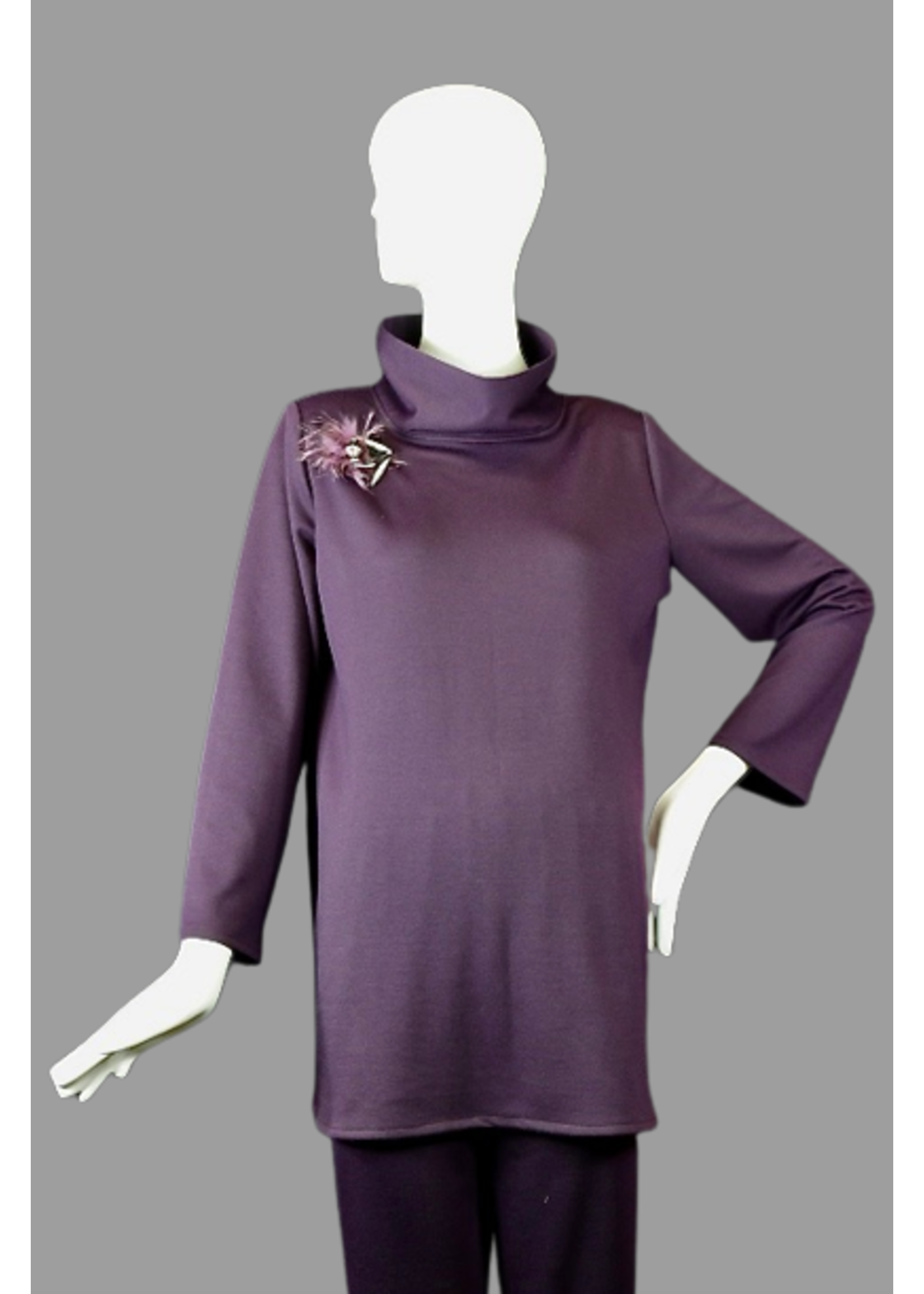 T2395-ST319-P-Eggplant cotton knit Tunic.Sleeve+4.