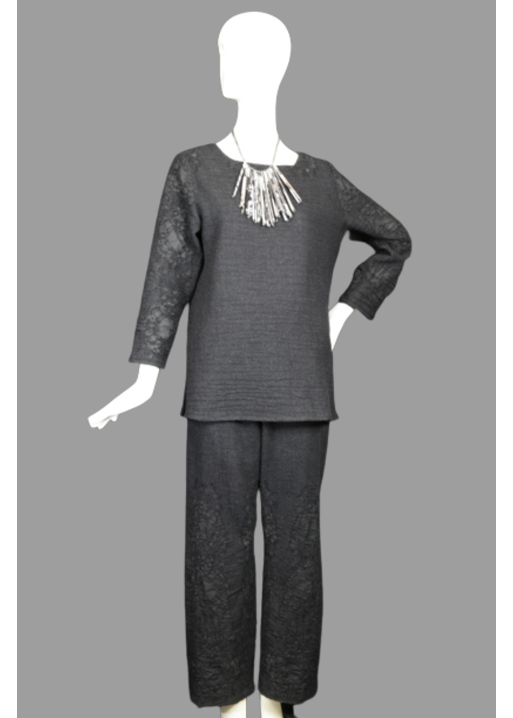 Tunic T2065-W0110-S+3Lenght+2 1/2 Sleeves,Black wool Tunic-S-