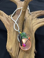 AC01-4370-20 White jade & multicolor pendants necklace