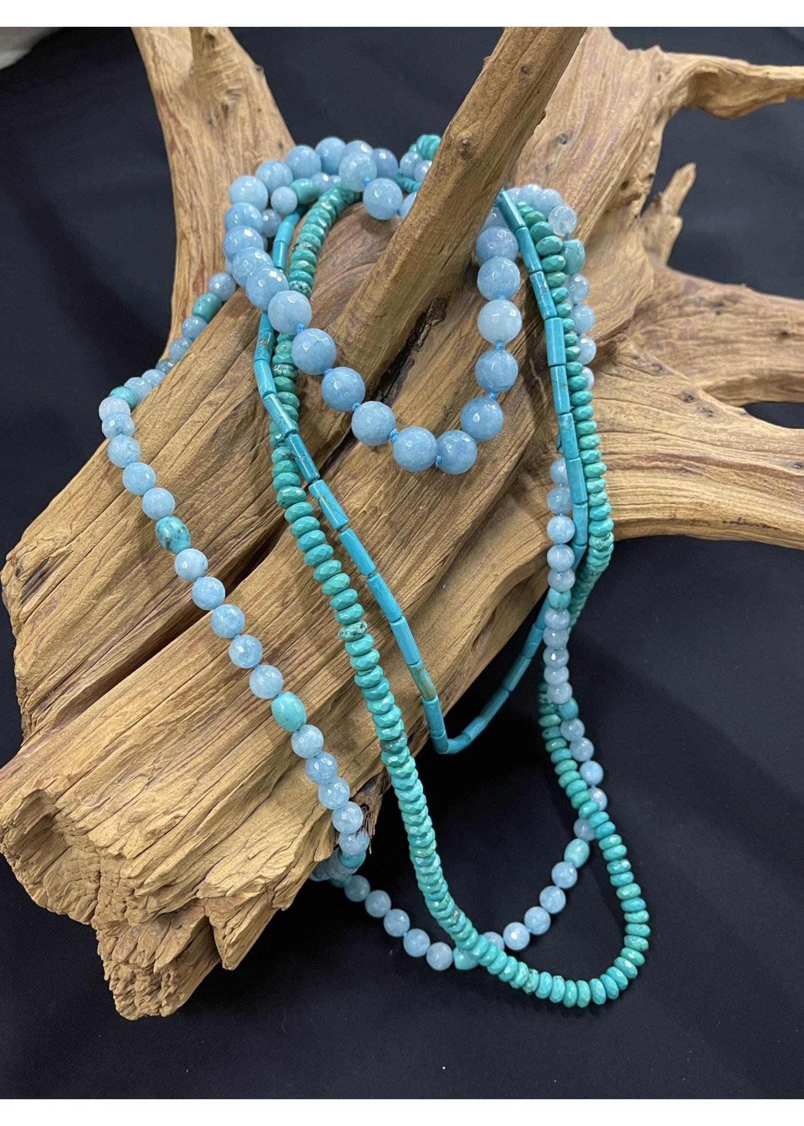 AC01-3313-16 Multi strands Turquoise, faceted dyed agate necklace