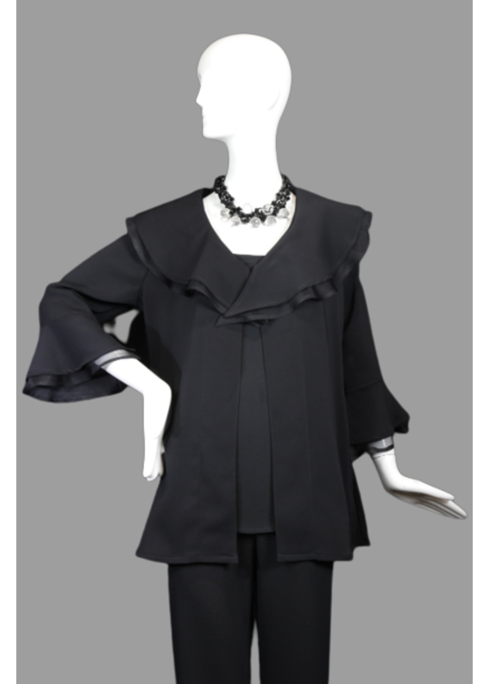 J5398-MS001-Black sophia & organza jacket