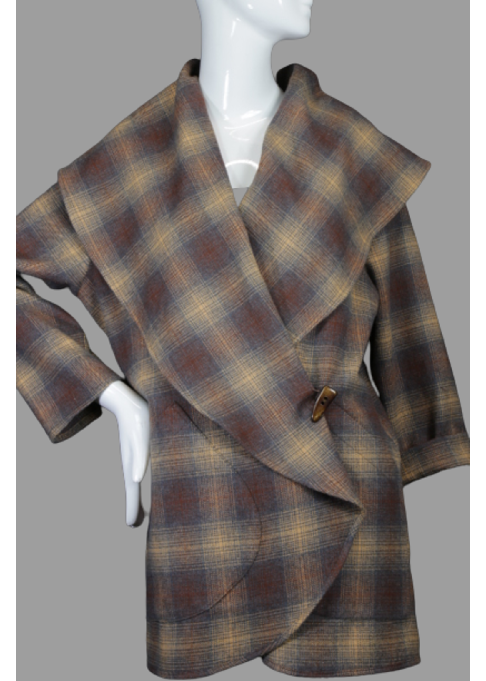 J5288+3"-C0598-S-Plaid cotton flannel jacket with pockets