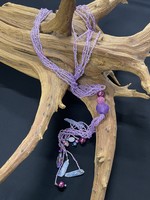 AC01-4743-22 Purple Long necklace w/ blue beads