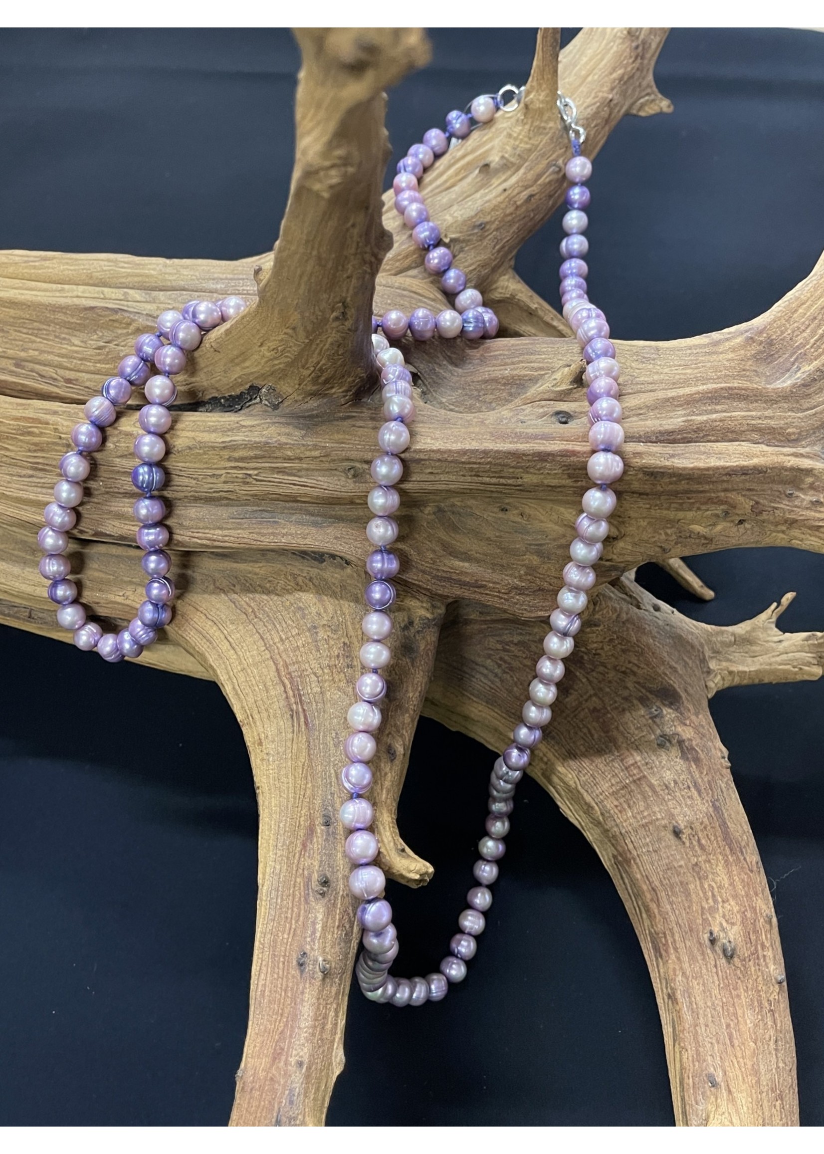AC01-4092-19 Long lilac  Potato Pearls Necklace
