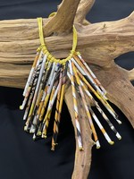 AC01-4789-22 Yellow Magazine rolled Paper necklace
