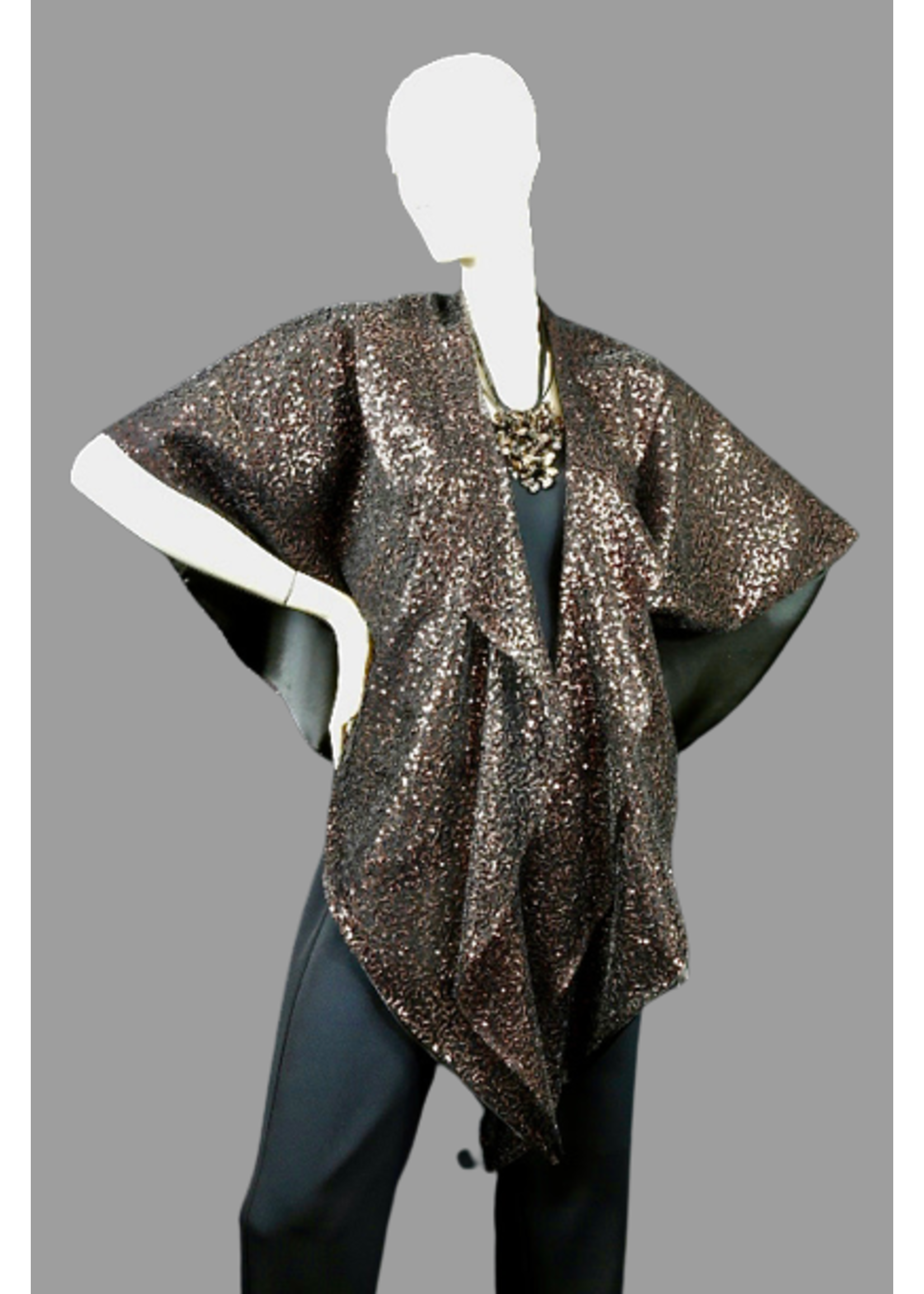 SH961-S1941 O/S Rose Gold Sequin Lined Shawl