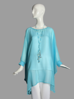C8019-S2047-O/S-Light Turquoise Silk Georgette Overtop
