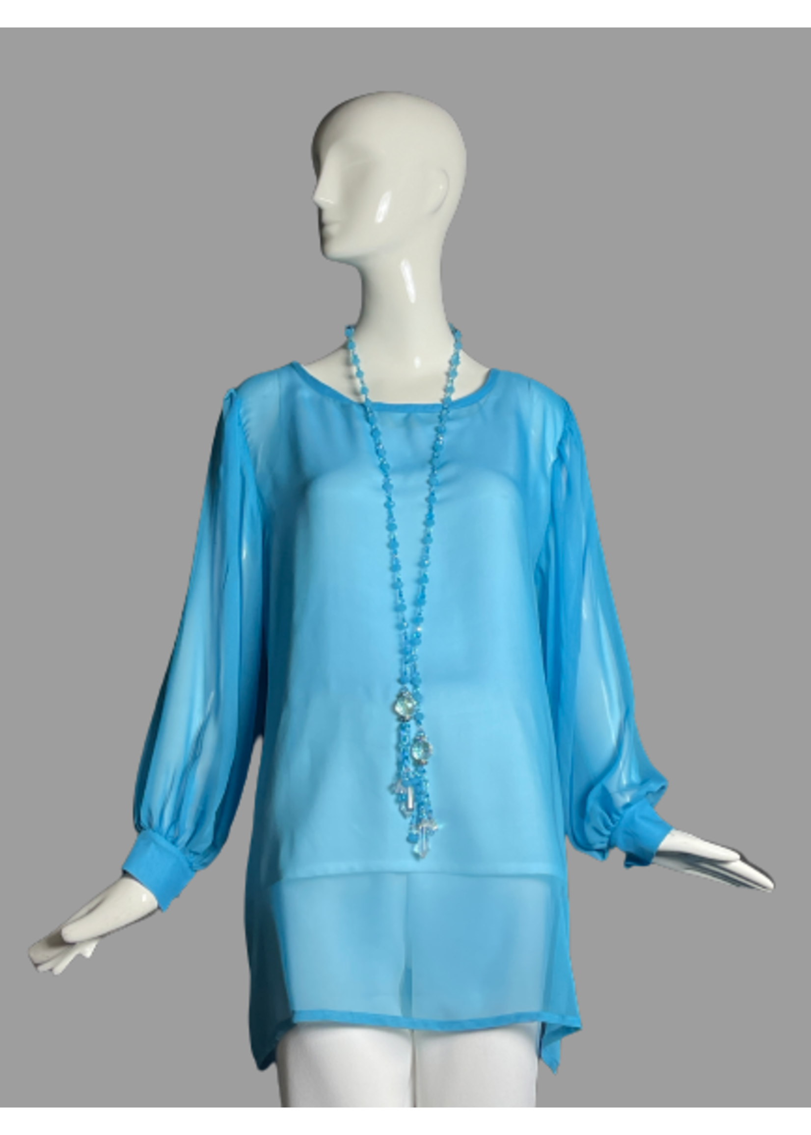 C8020-S2045-O/S-Turquoise Silk Georgette Overtop