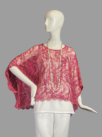 C853-ST230-O/X-PINK LACE W SEQUIN  PONCHO+3”CF/CB +6”SIDES