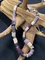 AC01-4514-20 Purple,white & gray button  necklace