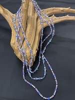 AC01-1778-13 blue bonnet pearls & crystal 3L. Long necklace