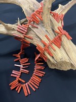 AC01-3937-18 Long Apple Coral Sticks Necklace
