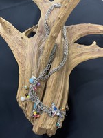 AC01-4386—20 Silver chain & multicolor beads necklace