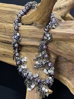 AC01-3950-18 Purple potato pearls/ silver chain necklace