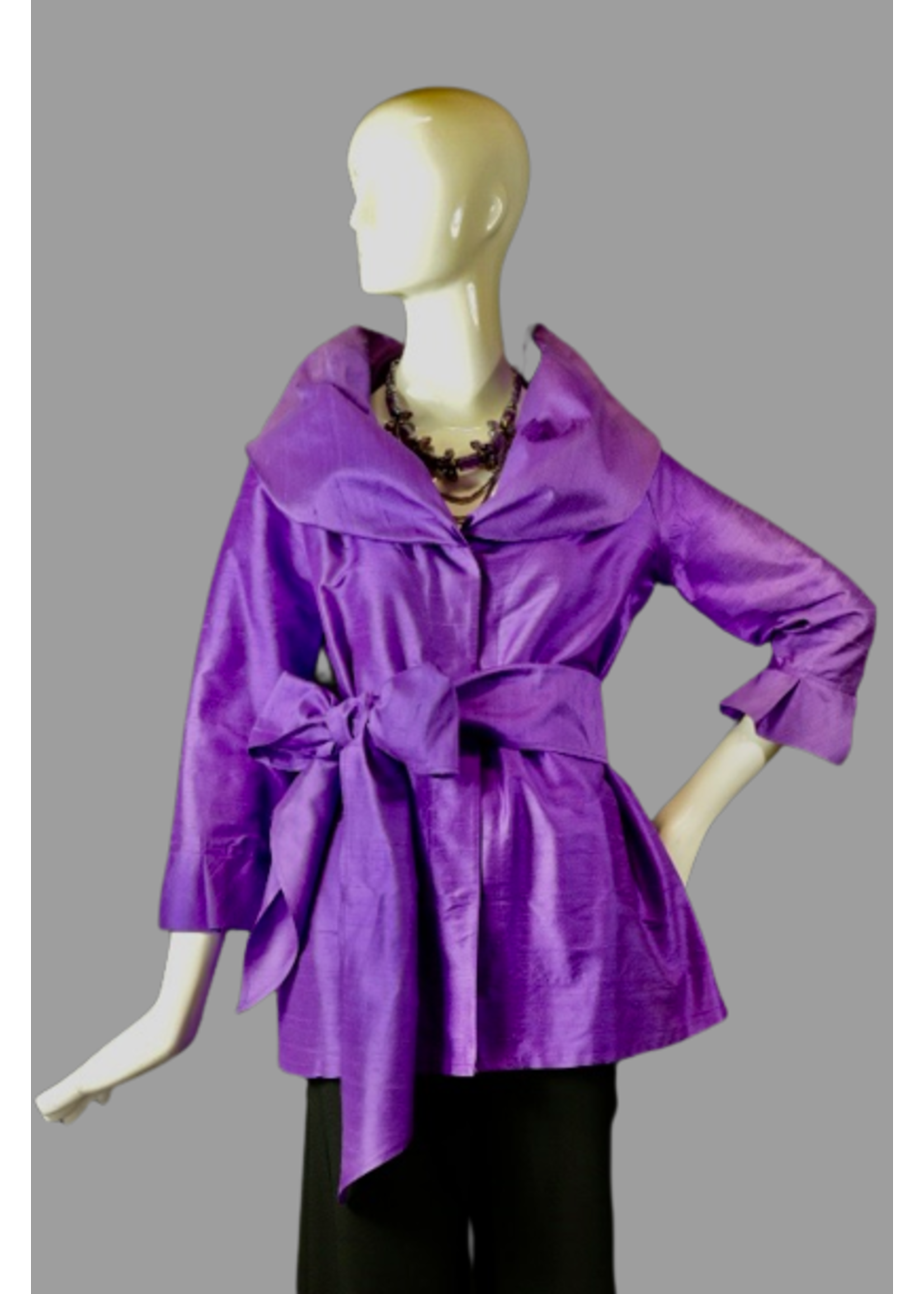 Jacket J6063-S2287-M Plum silk dupioni jacket -Med.-