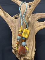 AC01-4354-20 Turquoise & yellow long necklace