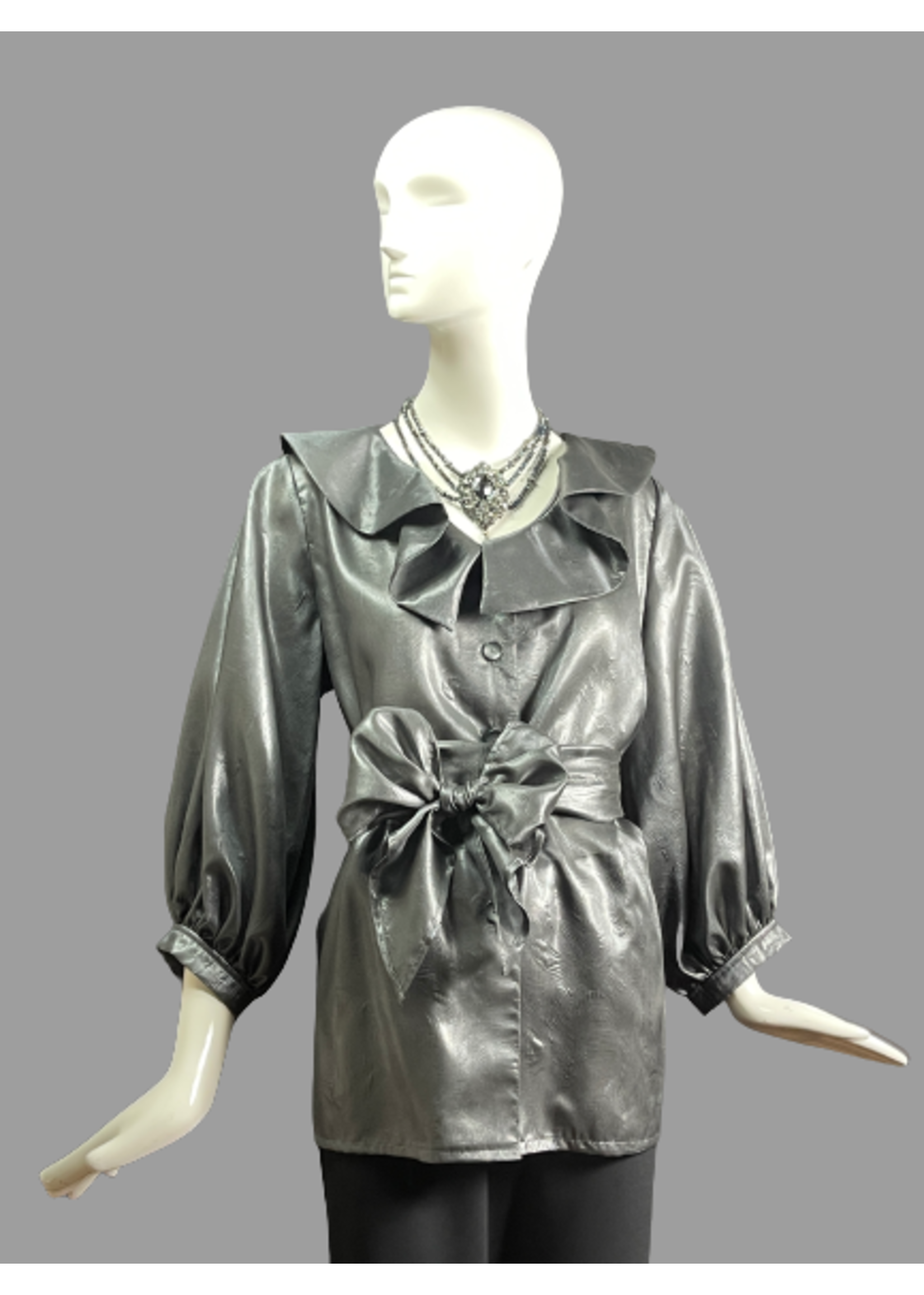 J6119-S1514-S-Gray Silk Jacket W/ sash