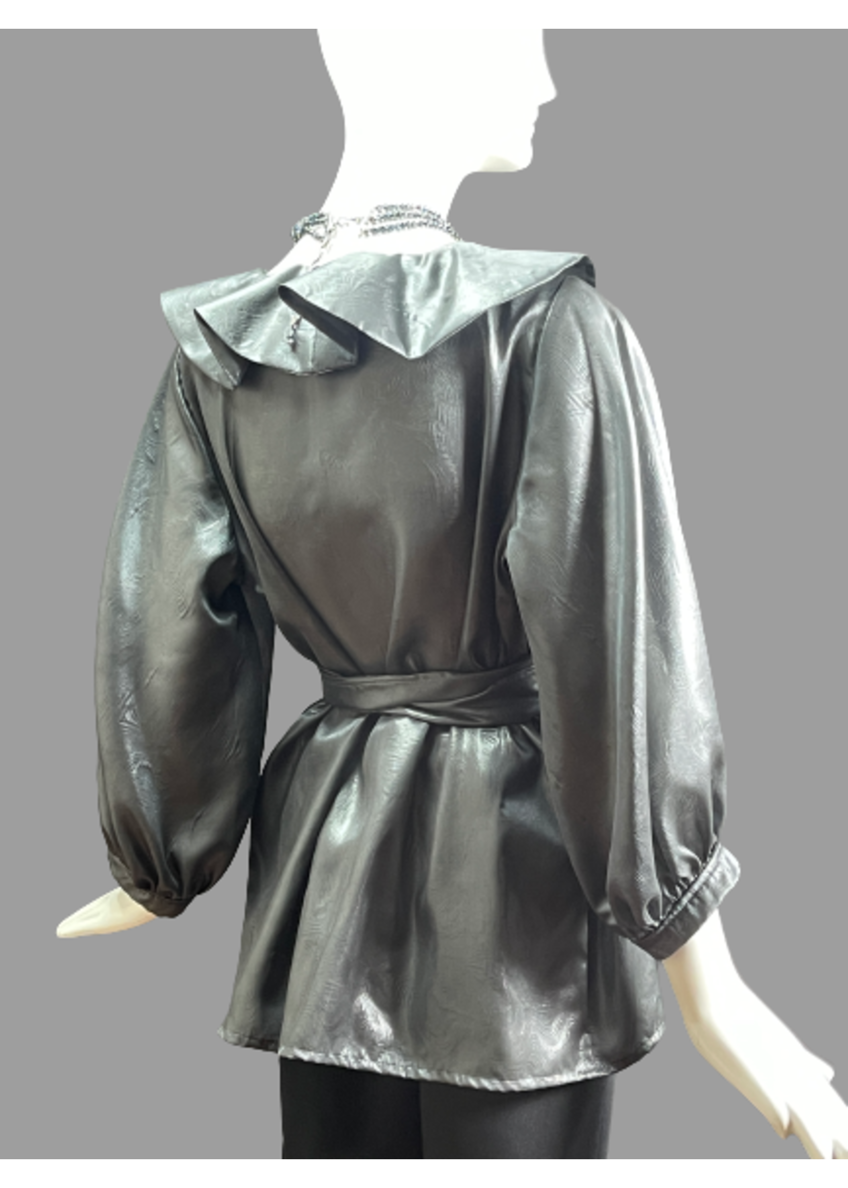 J6119-S1514-S-Gray Silk Jacket W/ sash