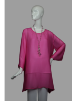 Tunic T2432-S2023-M-Hot pink silk georgette tunic