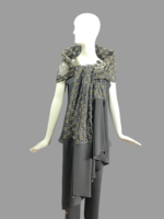 SH939-S1006-Black with gold  embroidered organza scarf