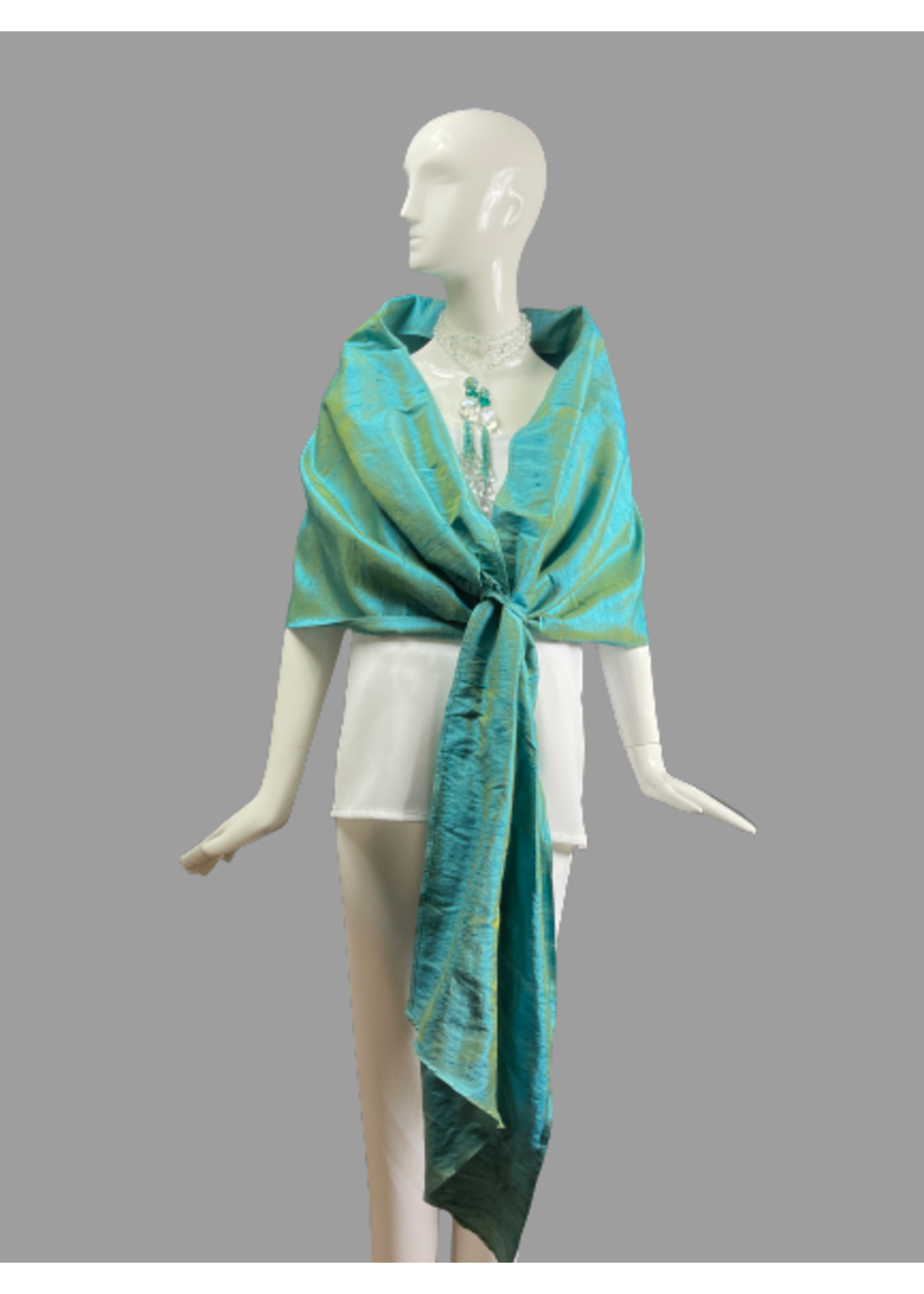 SH1036-S2289-Pool silk doupioni shawl w/ loop