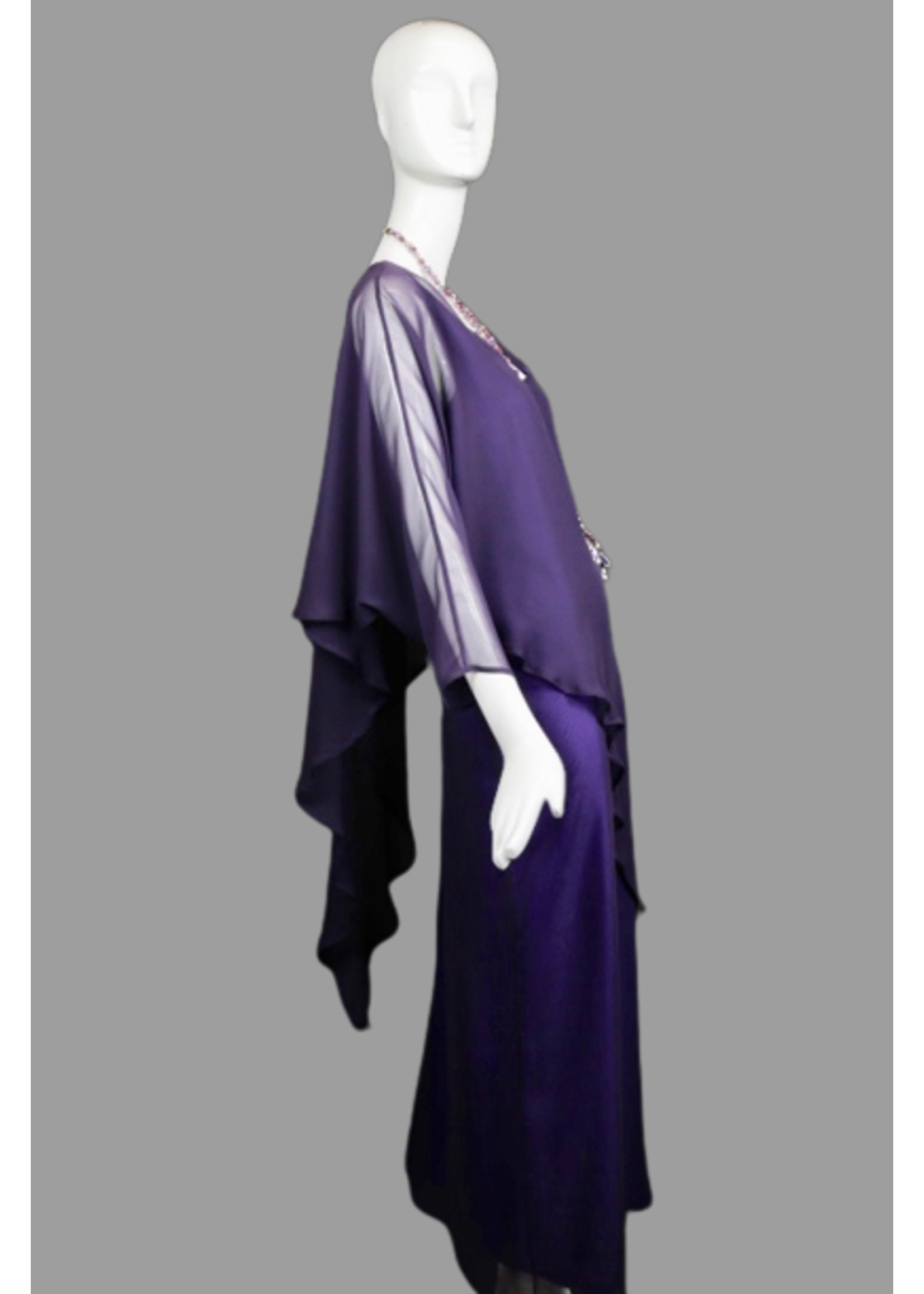 DC411-S136-S-Deep purple georgette dress